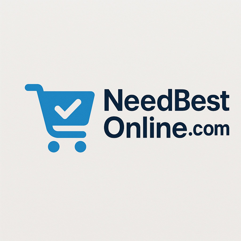 "NeedBestOnline website logo and link to product review and comparison platform"